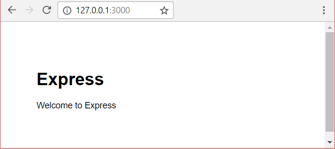 Express - Generierte App Standardbildschirm