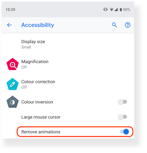 Screenshot, der zeigt, wie Animationen in Windows 10 deaktiviert werden.